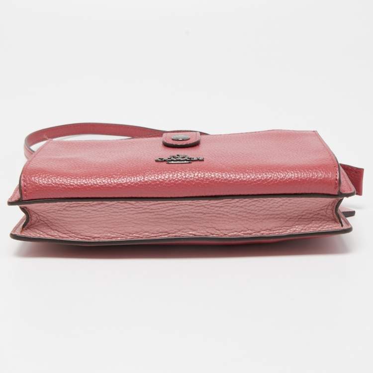 Pre Owned Coach Two Tone Pink Leather Noa Pop Up Crossbody Bag