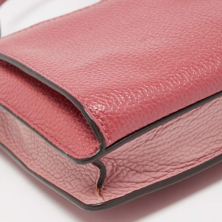 Pre Owned Coach Two Tone Pink Leather Noa Pop Up Crossbody Bag