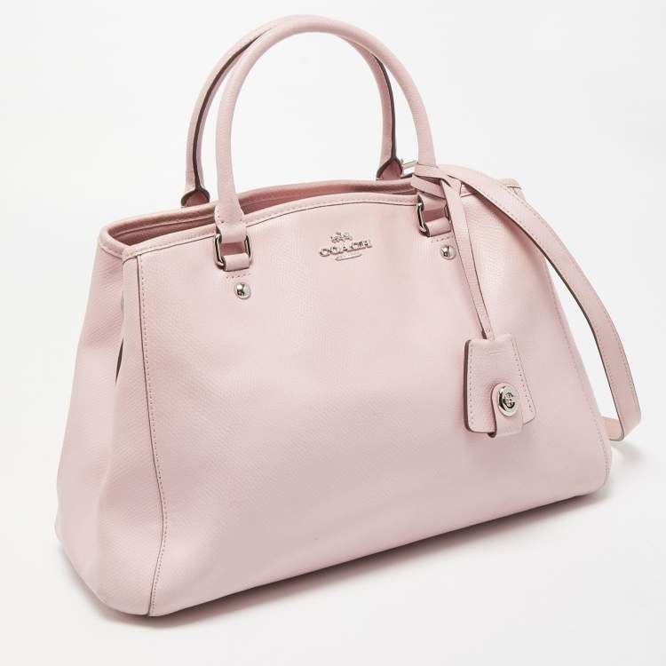 Pre Owned Coach Pink Leather Margot Carryall Satchel