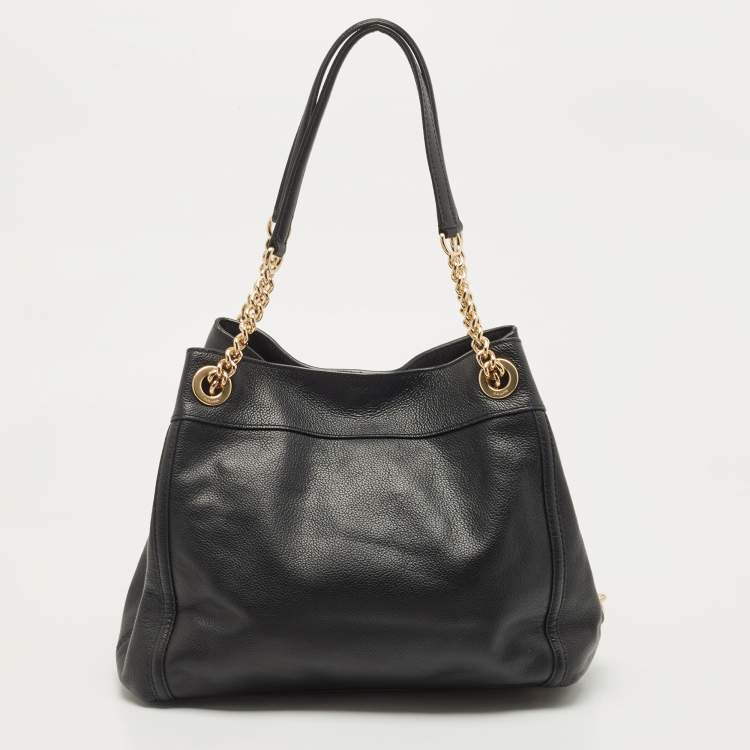 Pre Owned Coach Black Leather Turnlock Edie Shoulder Bag