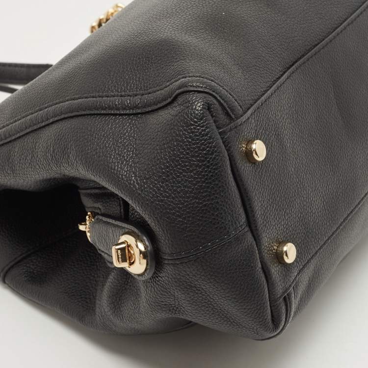 Pre Owned Coach Black Leather Turnlock Edie Shoulder Bag