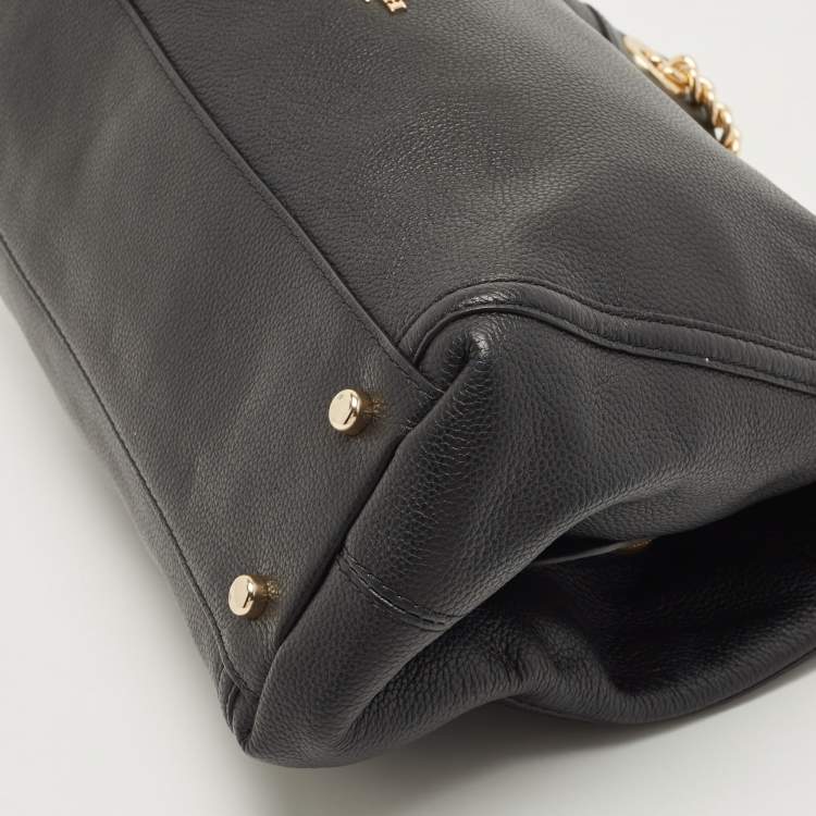 Pre Owned Coach Black Leather Turnlock Edie Shoulder Bag