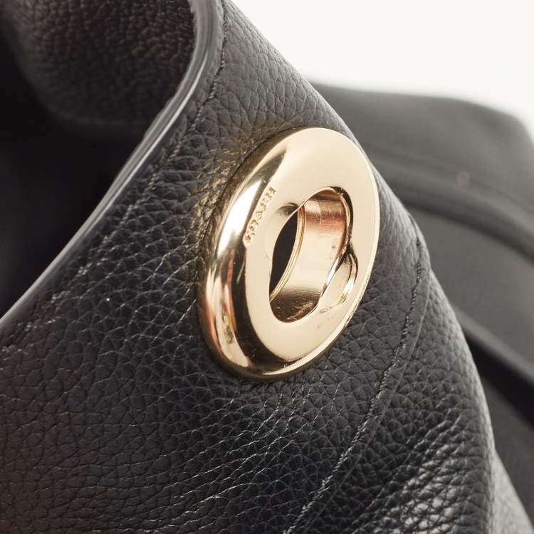 Pre Owned Coach Black Leather Turnlock Edie Shoulder Bag
