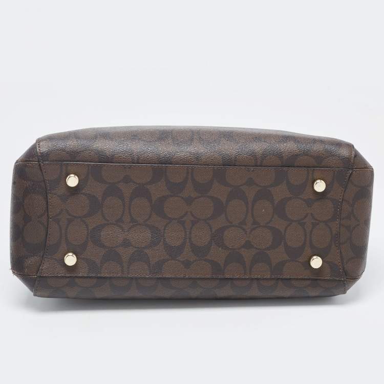 Pre Owned Coach Dark Brown/Black Signature Coated Canvas and Leather Margot Satchel