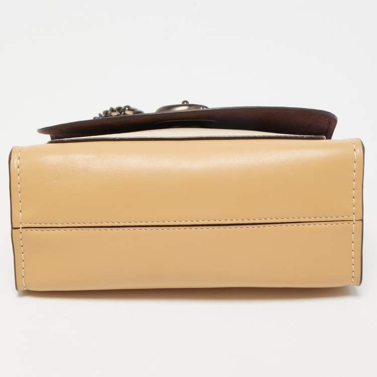 Pre Owned Coach Two Tone Beige Leather Parker Crossbody Bag