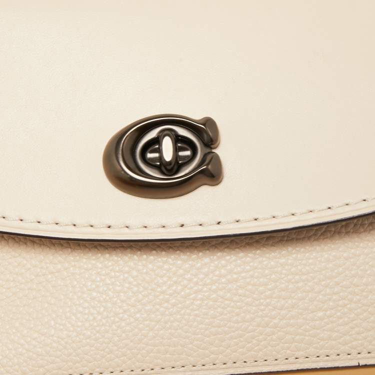 Pre Owned Coach Two Tone Beige Leather Parker Crossbody Bag