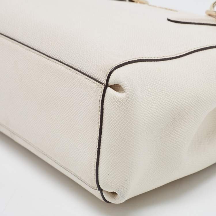Pre Owned Coach Cream Leather Mini Christie Carryall Double Zip Satchel