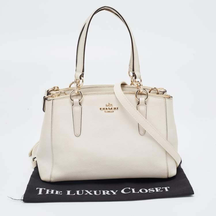 Pre Owned Coach Cream Leather Mini Christie Carryall Double Zip Satchel