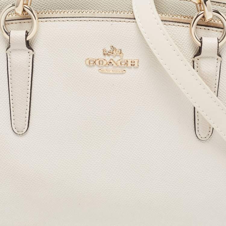 Pre Owned Coach Cream Leather Mini Christie Carryall Double Zip Satchel
