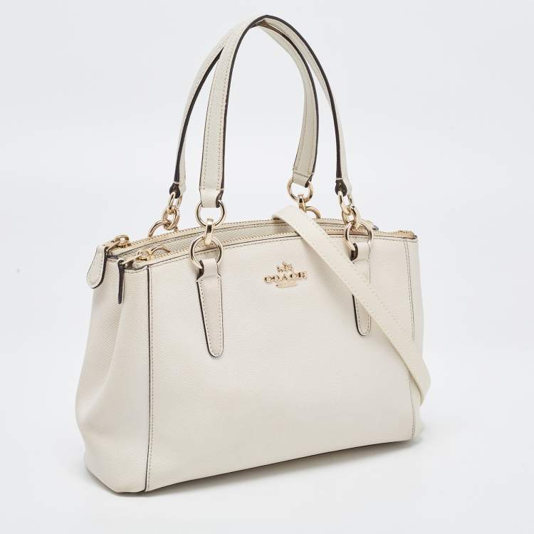 Pre Owned Coach Cream Leather Mini Christie Carryall Double Zip Satchel