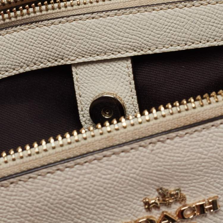 Pre Owned Coach Cream Leather Mini Christie Carryall Double Zip Satchel