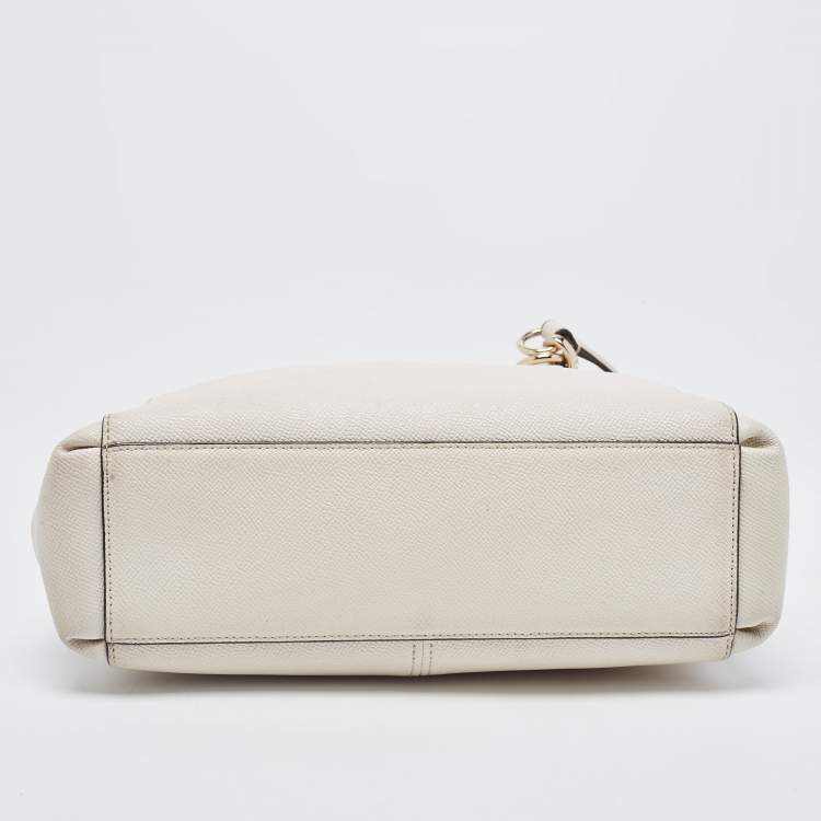 Pre Owned Coach Cream Leather Mini Christie Carryall Double Zip Satchel