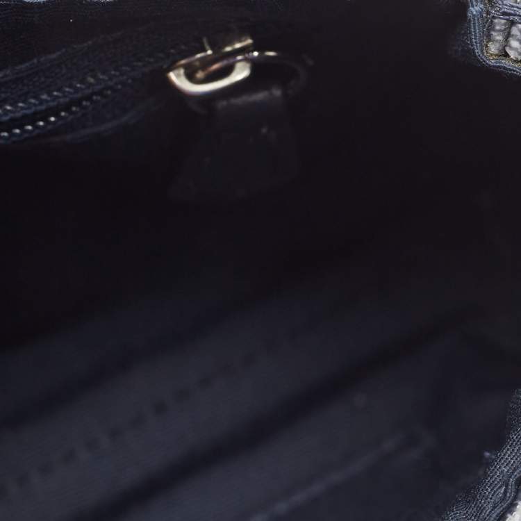 Pre Owned Coach Navy Blue Signature Coated Canvas and Leather Reversible Flap Crossbody Bag