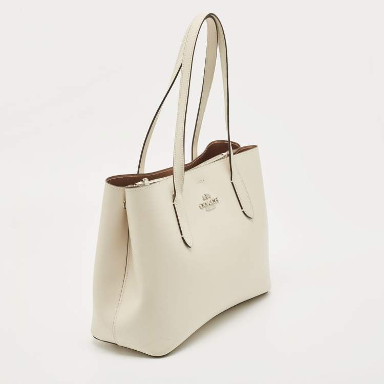 Pre Owned Coach Off-White Leather Avenue Tote