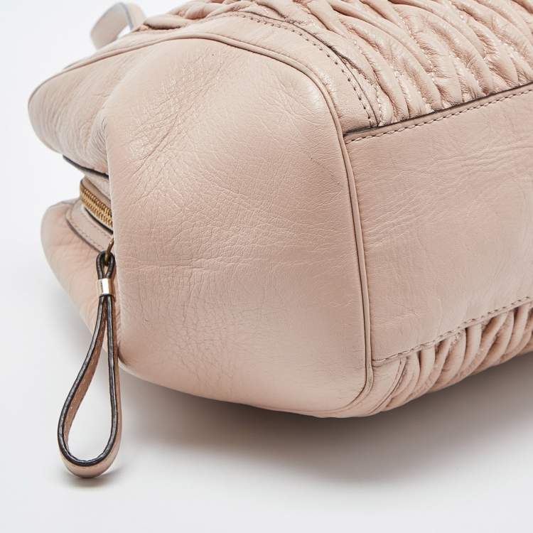 Pre Owned Coach Beige Gathered Leather Madison Madeline Eastwest Satchel