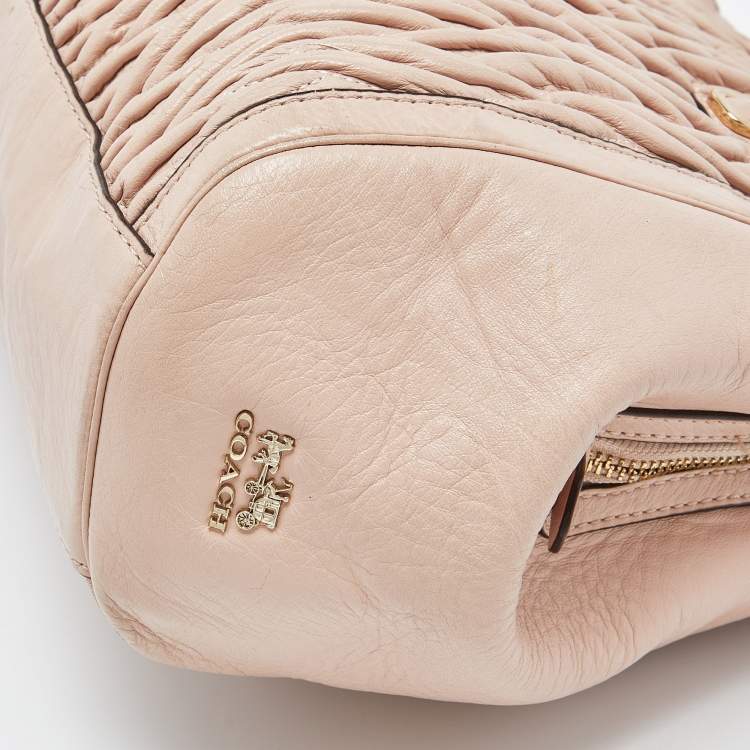 Pre Owned Coach Beige Gathered Leather Madison Madeline Eastwest Satchel