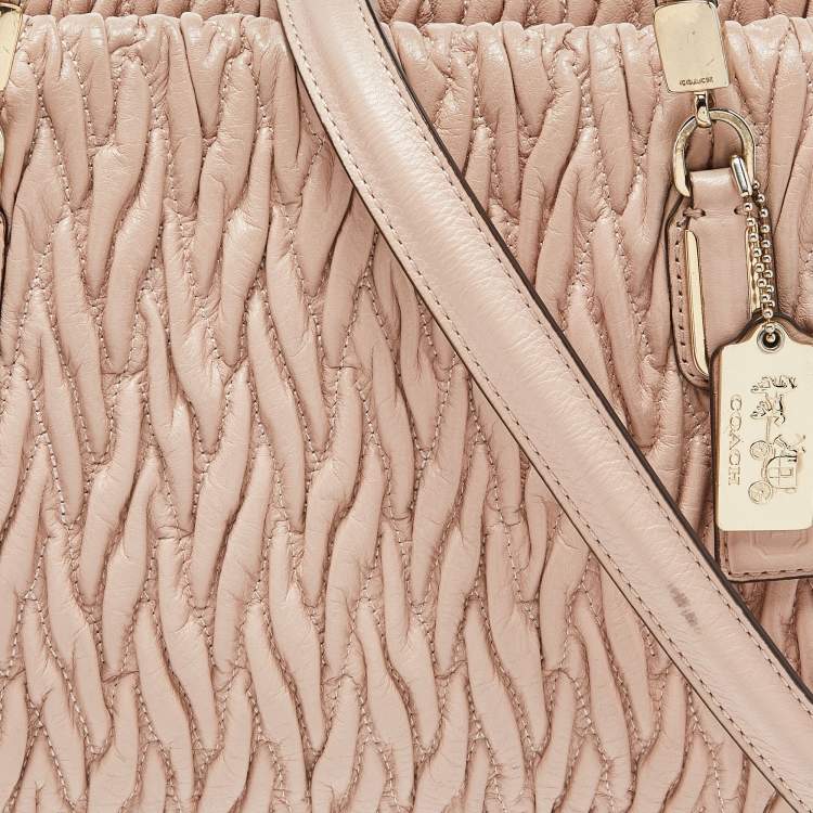 Pre Owned Coach Beige Gathered Leather Madison Madeline Eastwest Satchel