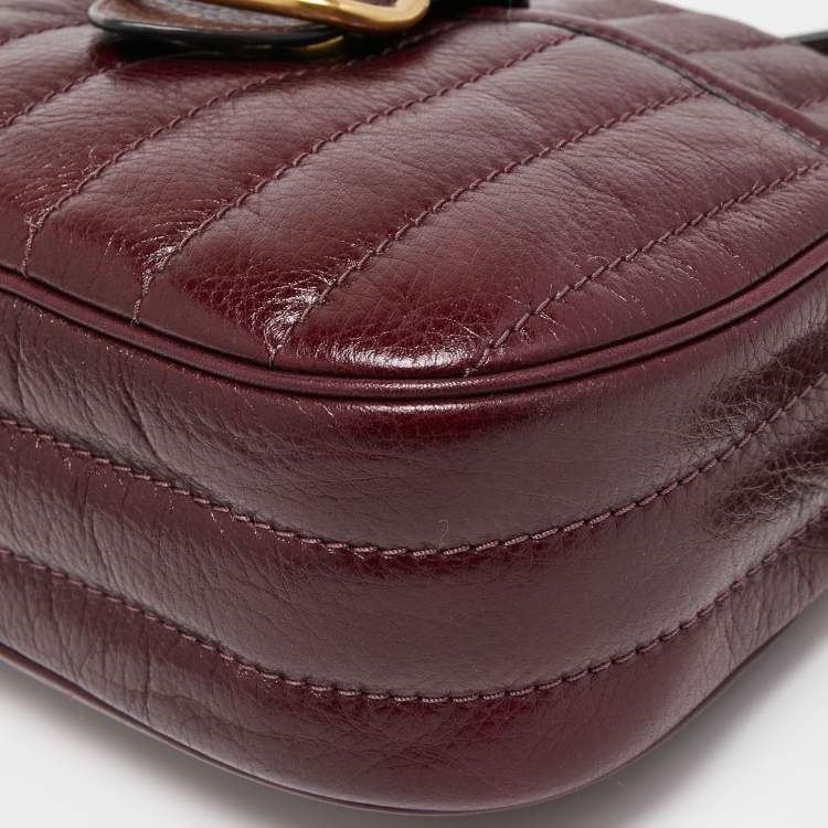 Pre Owned Coach Burgundy Quilted Leather Kat Saddle Shoulder Bag