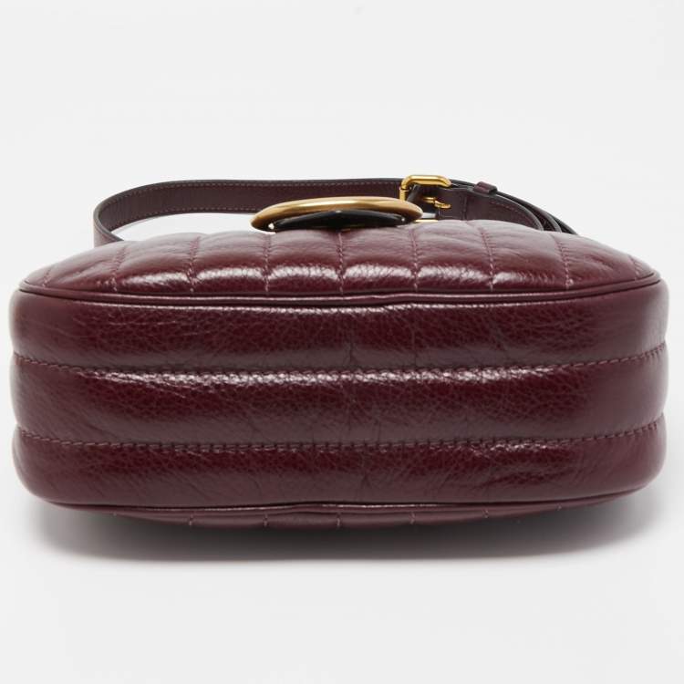Pre Owned Coach Burgundy Quilted Leather Kat Saddle Shoulder Bag