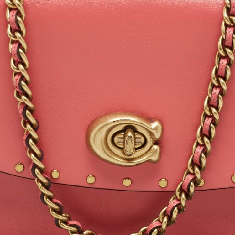 Pre Owned Coach Pink Leather Parker Crossbody Bag