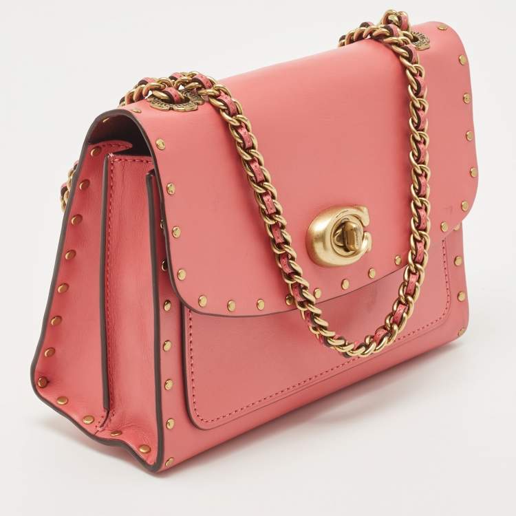 Pre Owned Coach Pink Leather Parker Crossbody Bag