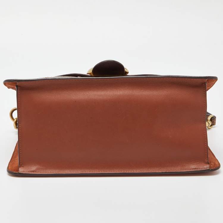Pre Owned Coach Tricolor Leather,Suede and Watersnake Leather Tabby Top Handle Bag