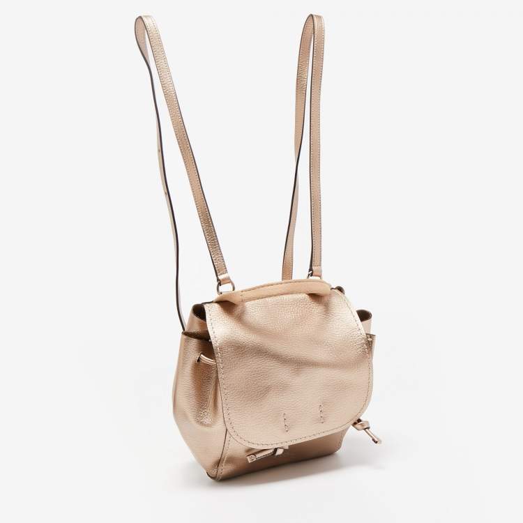 Pre Owned Coach Rose Gold Leather Derby Backpack