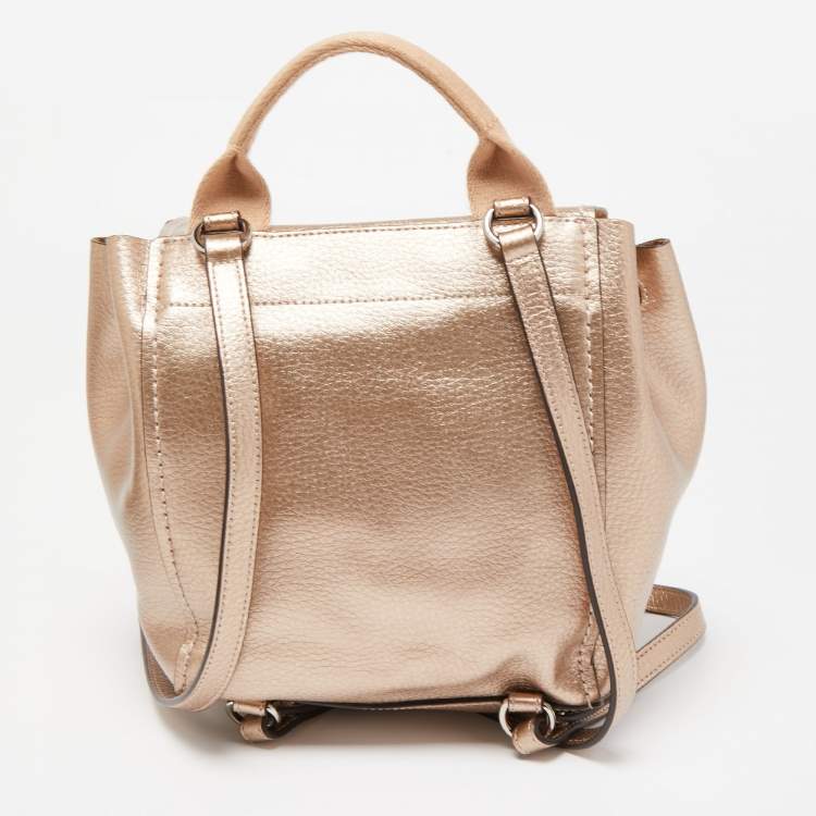 Pre Owned Coach Rose Gold Leather Derby Backpack