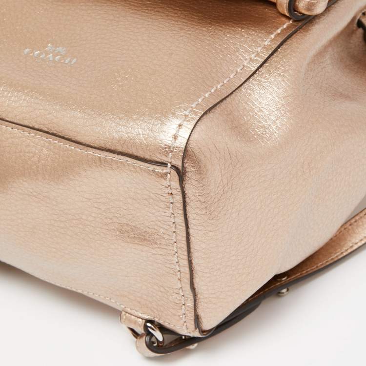 Pre Owned Coach Rose Gold Leather Derby Backpack