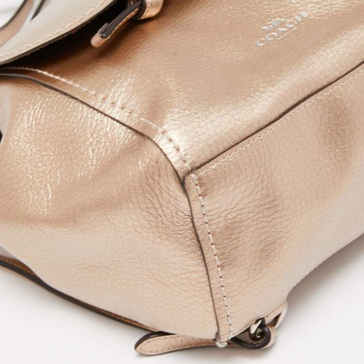 Pre Owned Coach Rose Gold Leather Derby Backpack