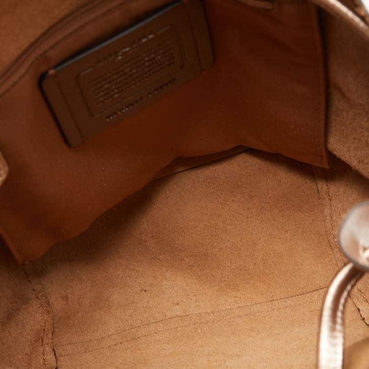 Pre Owned Coach Rose Gold Leather Derby Backpack