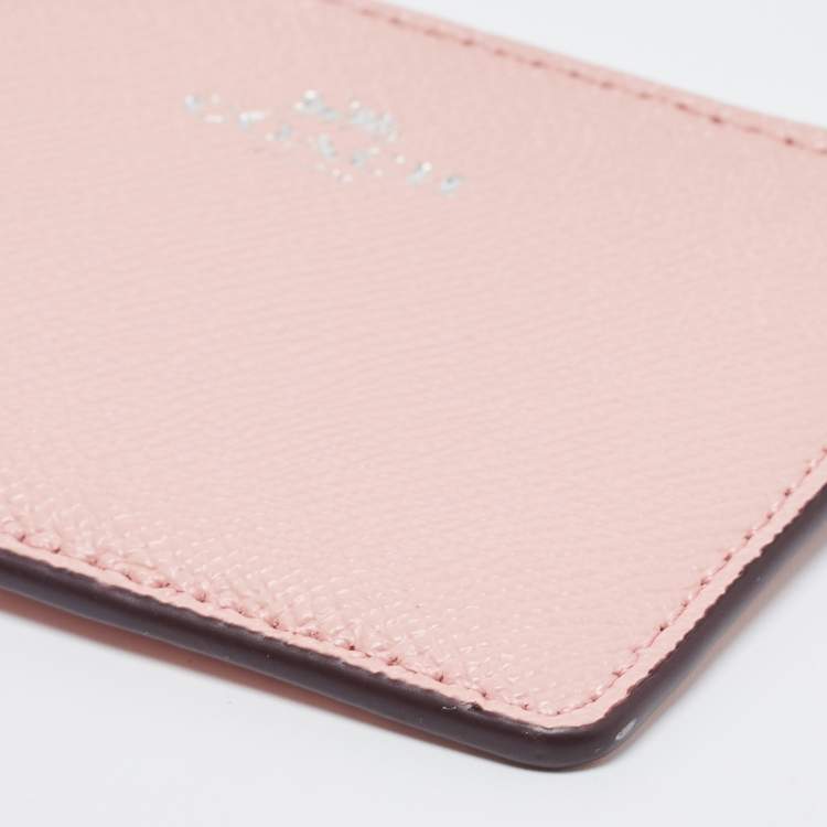 Pre Owned Coach Light Pink Leather Slim ID Zip Card Holder