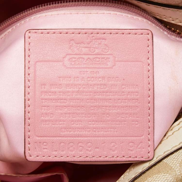 Pre Owned Coach Beige Signature Coated Canvas and Leather Heritage Satchel 
