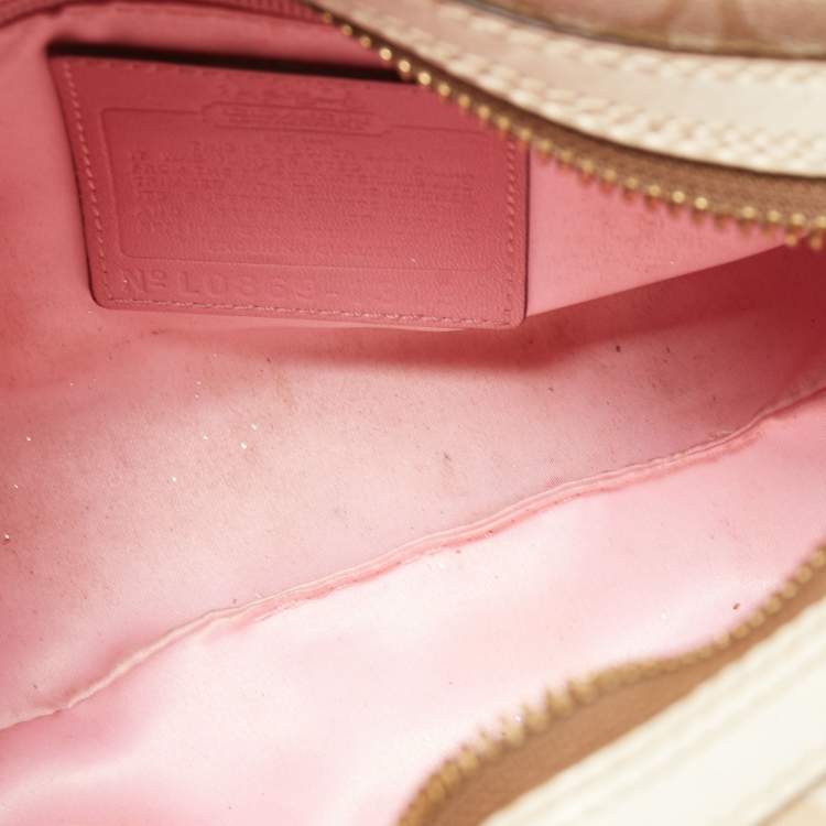 Pre Owned Coach Beige Signature Coated Canvas and Leather Heritage Satchel 