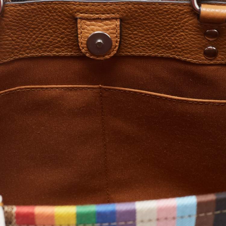 Pre Owned Coach Multicolor Signature Canvas and Leather Dempsey Tote