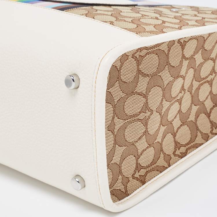 Pre Owned Coach Multicolor Signature Canvas and Leather Dempsey Tote