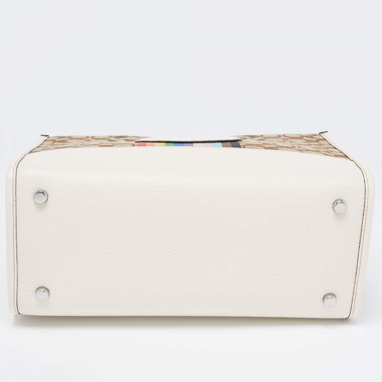 Pre Owned Coach Multicolor Signature Canvas and Leather Dempsey Tote