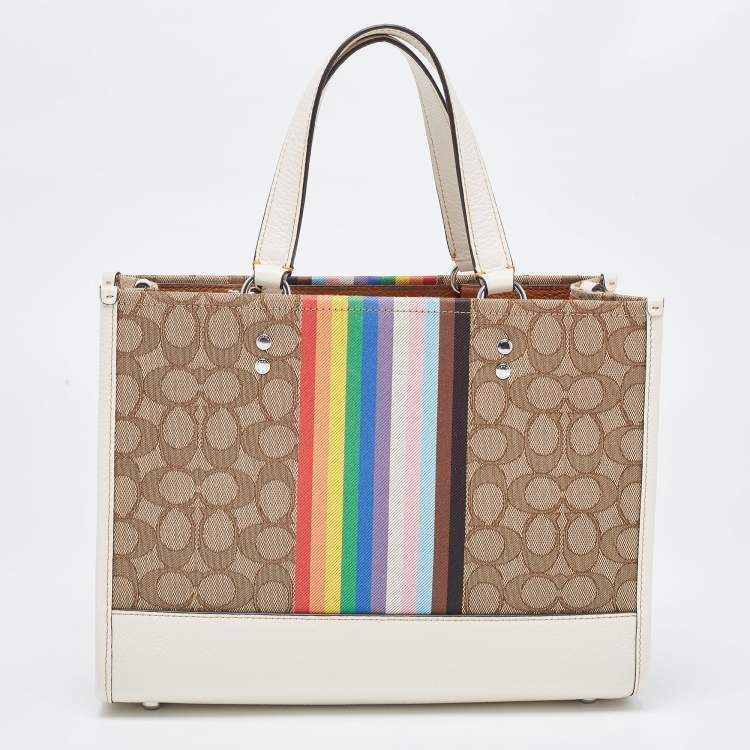 Pre Owned Coach Multicolor Signature Canvas and Leather Dempsey Tote