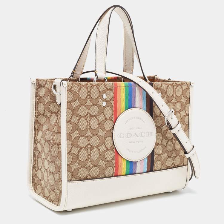 Pre Owned Coach Multicolor Signature Canvas and Leather Dempsey Tote
