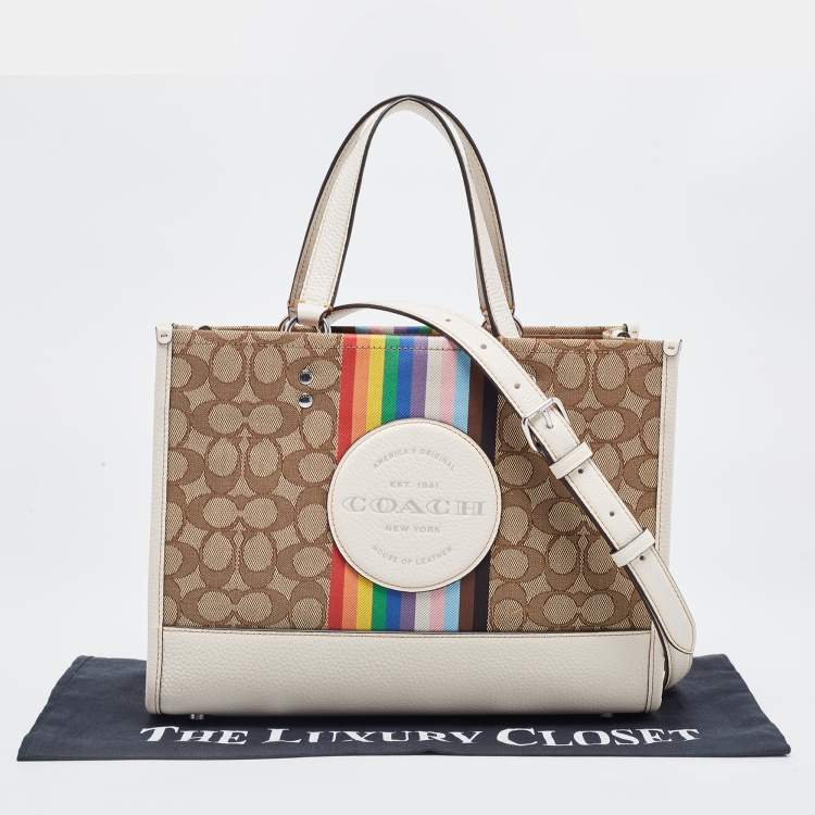 Pre Owned Coach Multicolor Signature Canvas and Leather Dempsey Tote