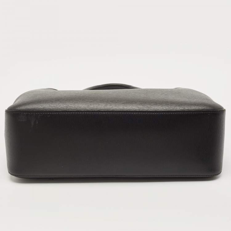 Pre Owned Longchamp Black/Rust Leather Roseau Tote