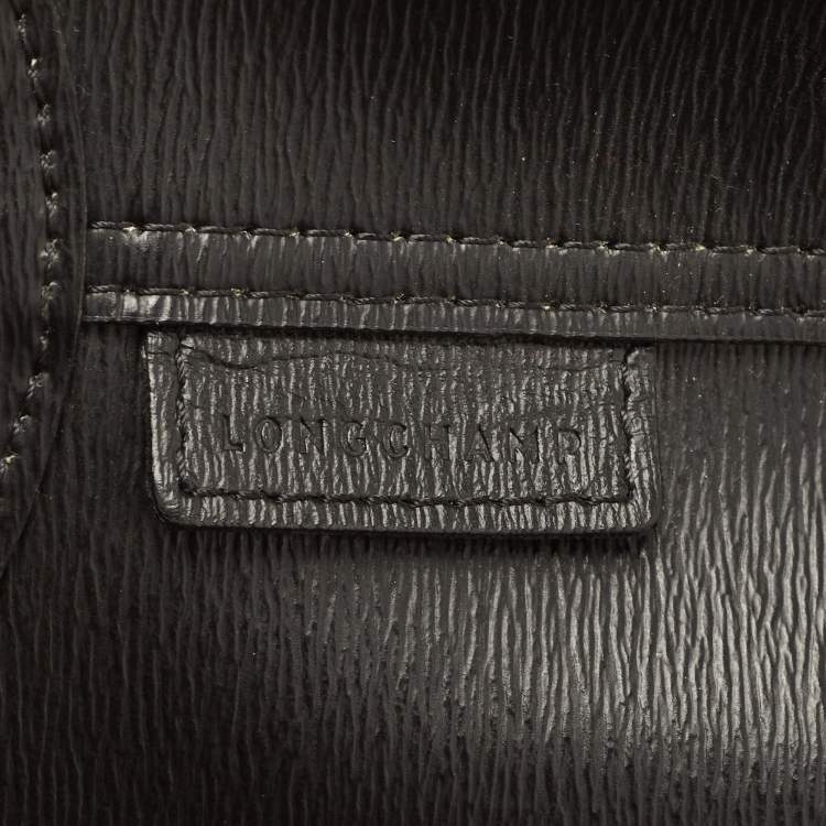 Pre Owned Longchamp Black/Rust Leather Roseau Tote