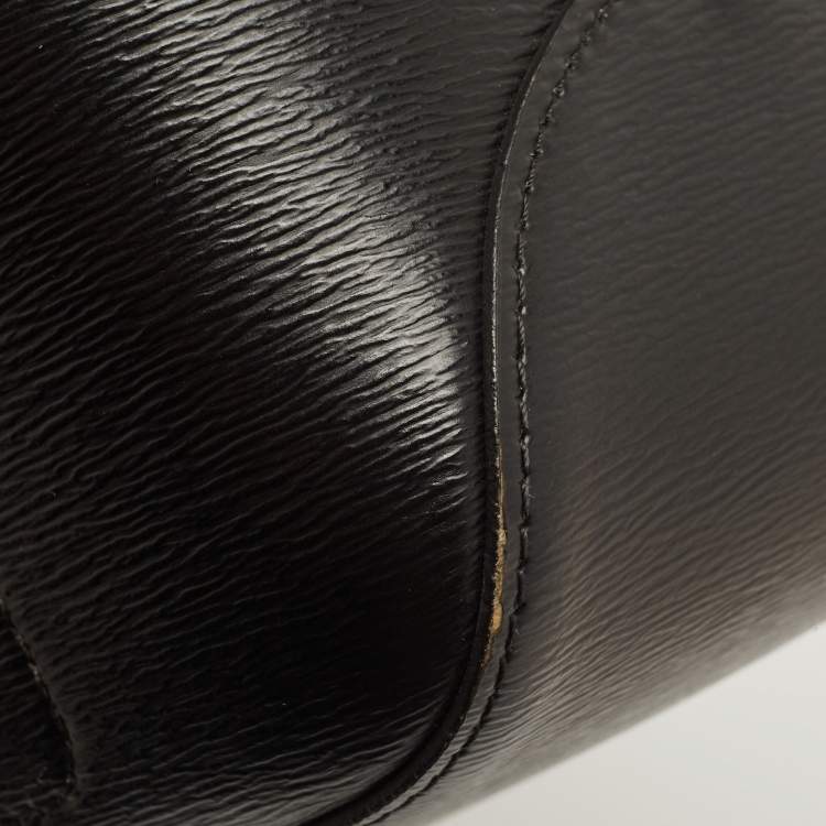 Pre Owned Longchamp Black/Rust Leather Roseau Tote