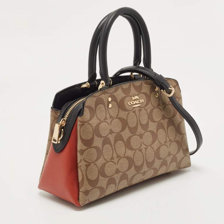 Pre Owned Coach Multicolor Signature Coated Canvas and Leather Mini Lillie Carryall Satchel