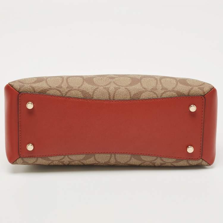 Pre Owned Coach Multicolor Signature Coated Canvas and Leather Mini Lillie Carryall Satchel