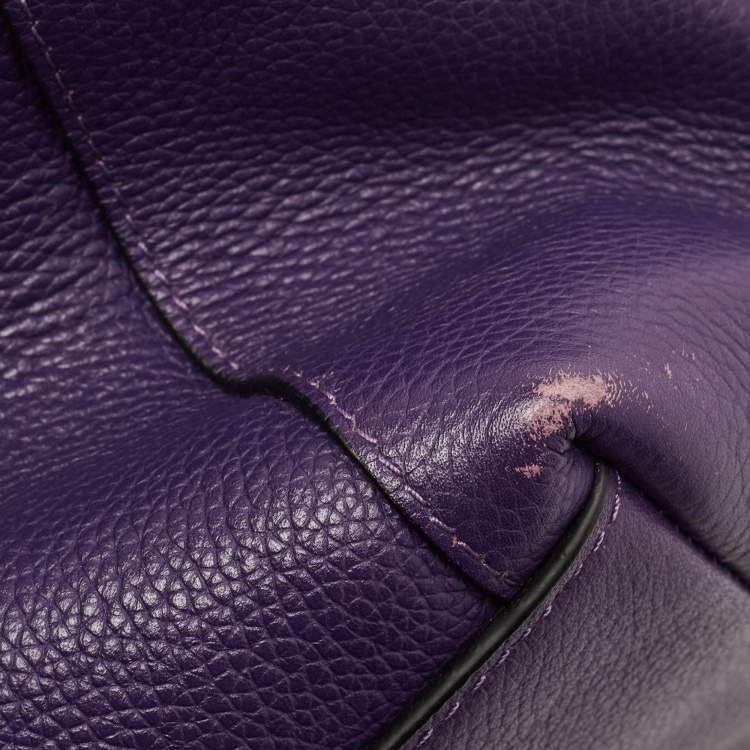 Pre Owned Coach Purple Leather Edie Shoulder Bag
