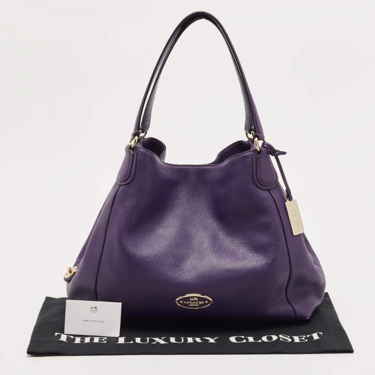 Pre Owned Coach Purple Leather Edie Shoulder Bag