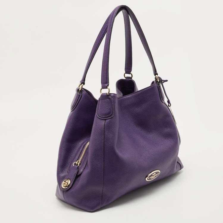 Pre Owned Coach Purple Leather Edie Shoulder Bag