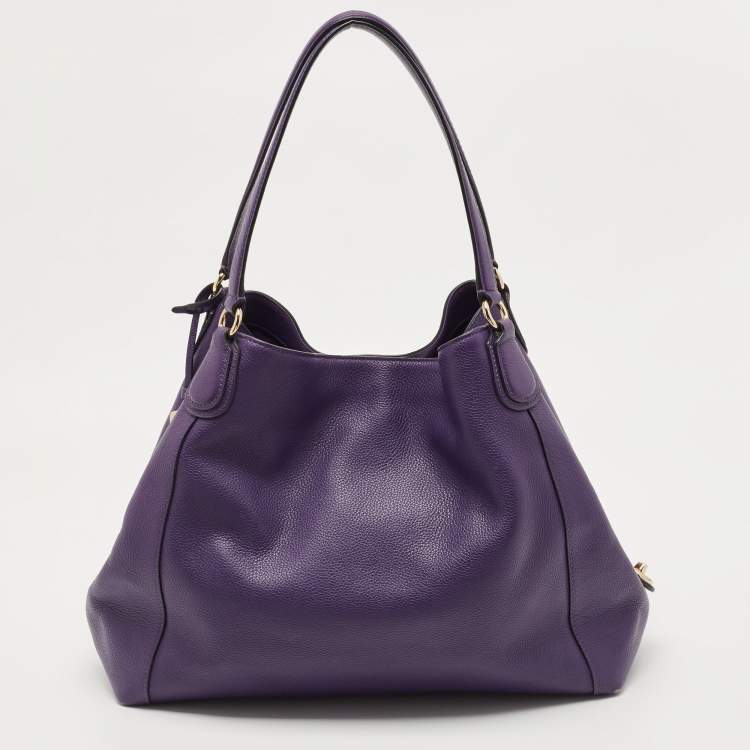 Pre Owned Coach Purple Leather Edie Shoulder Bag