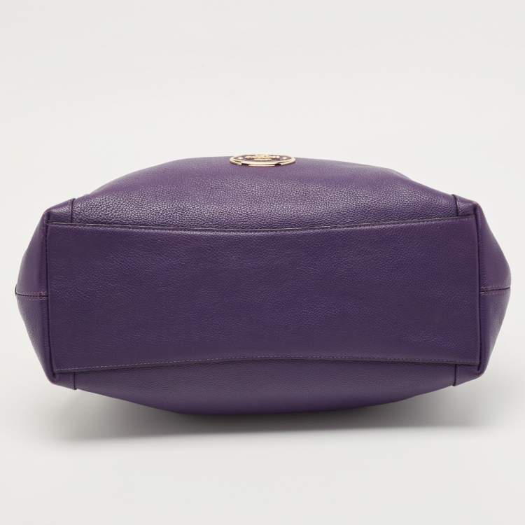 Pre Owned Coach Purple Leather Edie Shoulder Bag